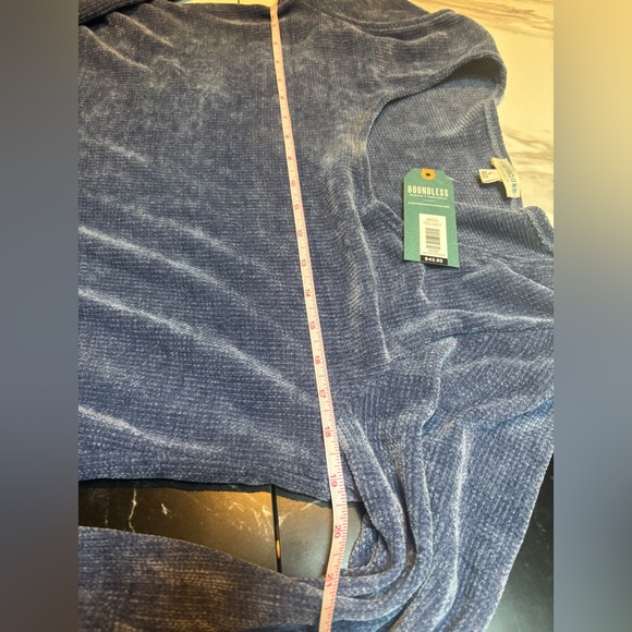 EARTHBOUND Soft Blue Velvet Long Sleeve Dress - Picture 5 of 7